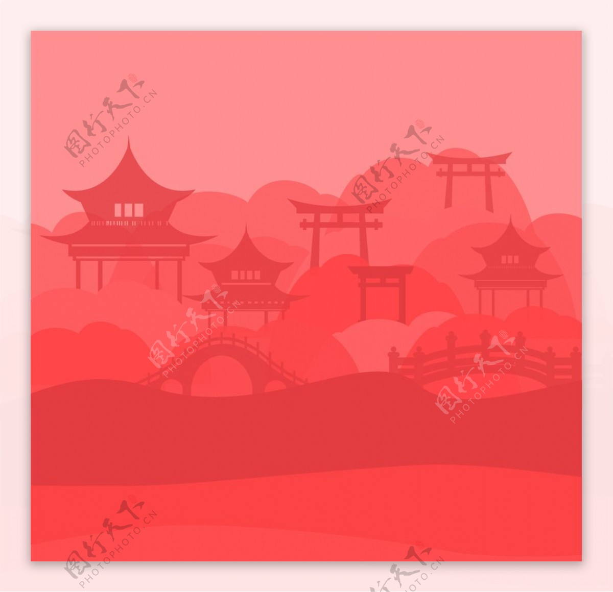 中国红古建筑剪影
