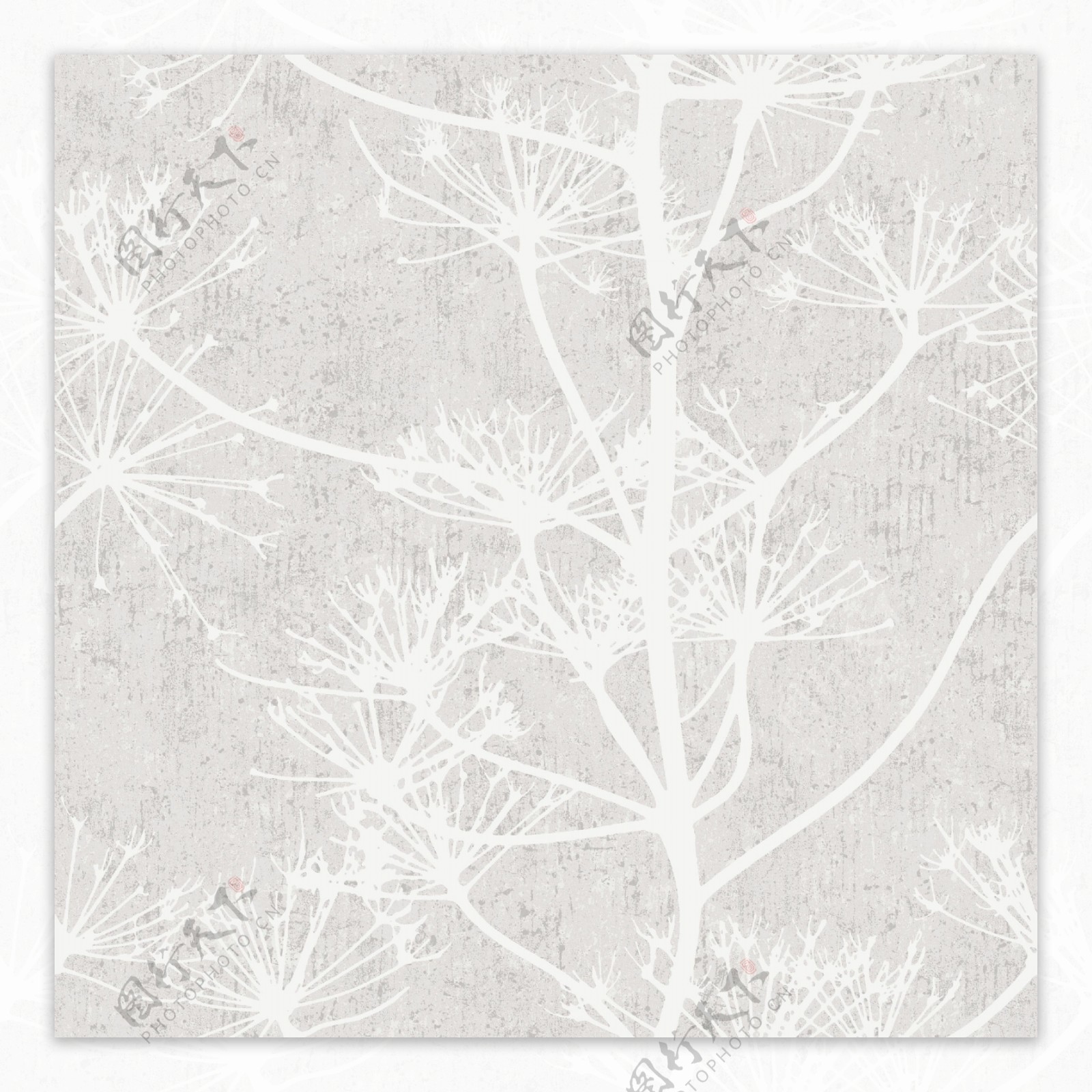 冬季素雅灰白色树枝壁纸图案