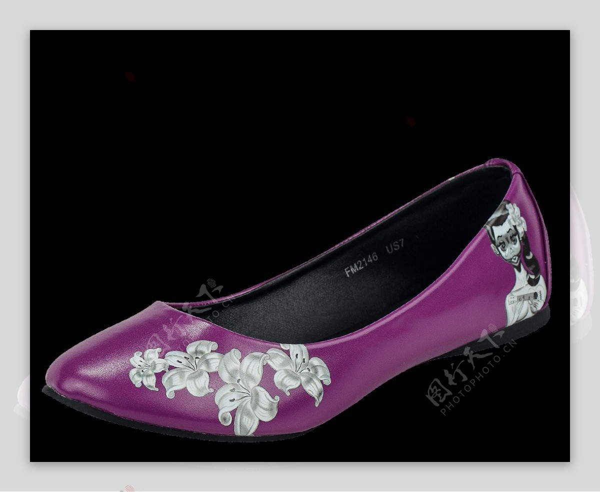 紫色花纹舞鞋png元素