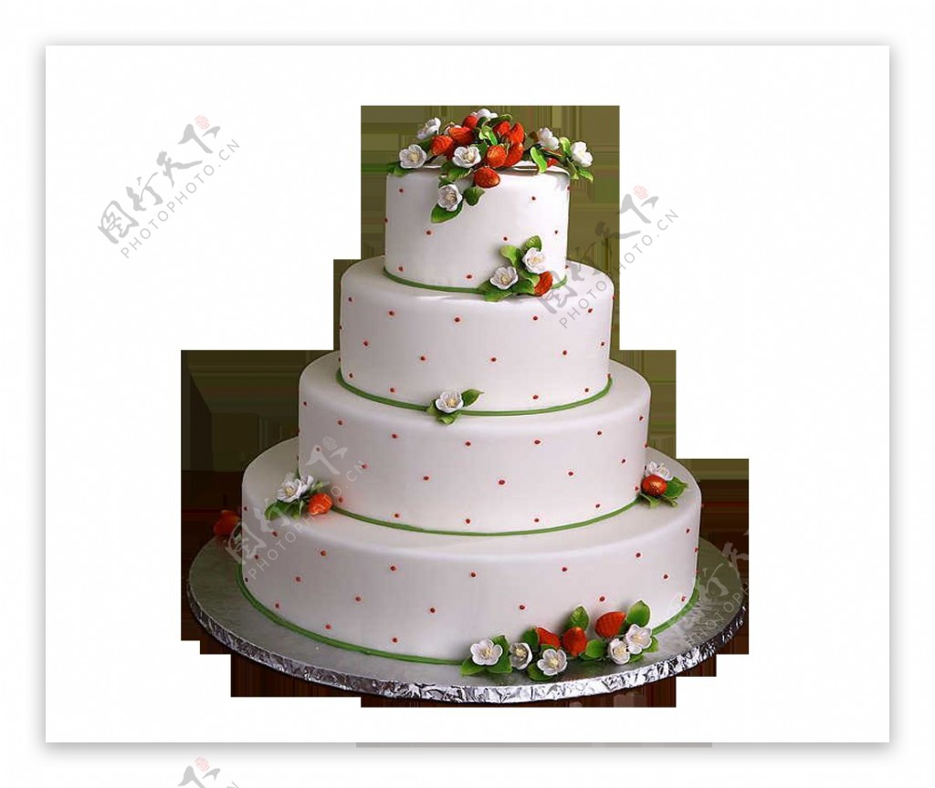 白色四层草莓蛋糕素材