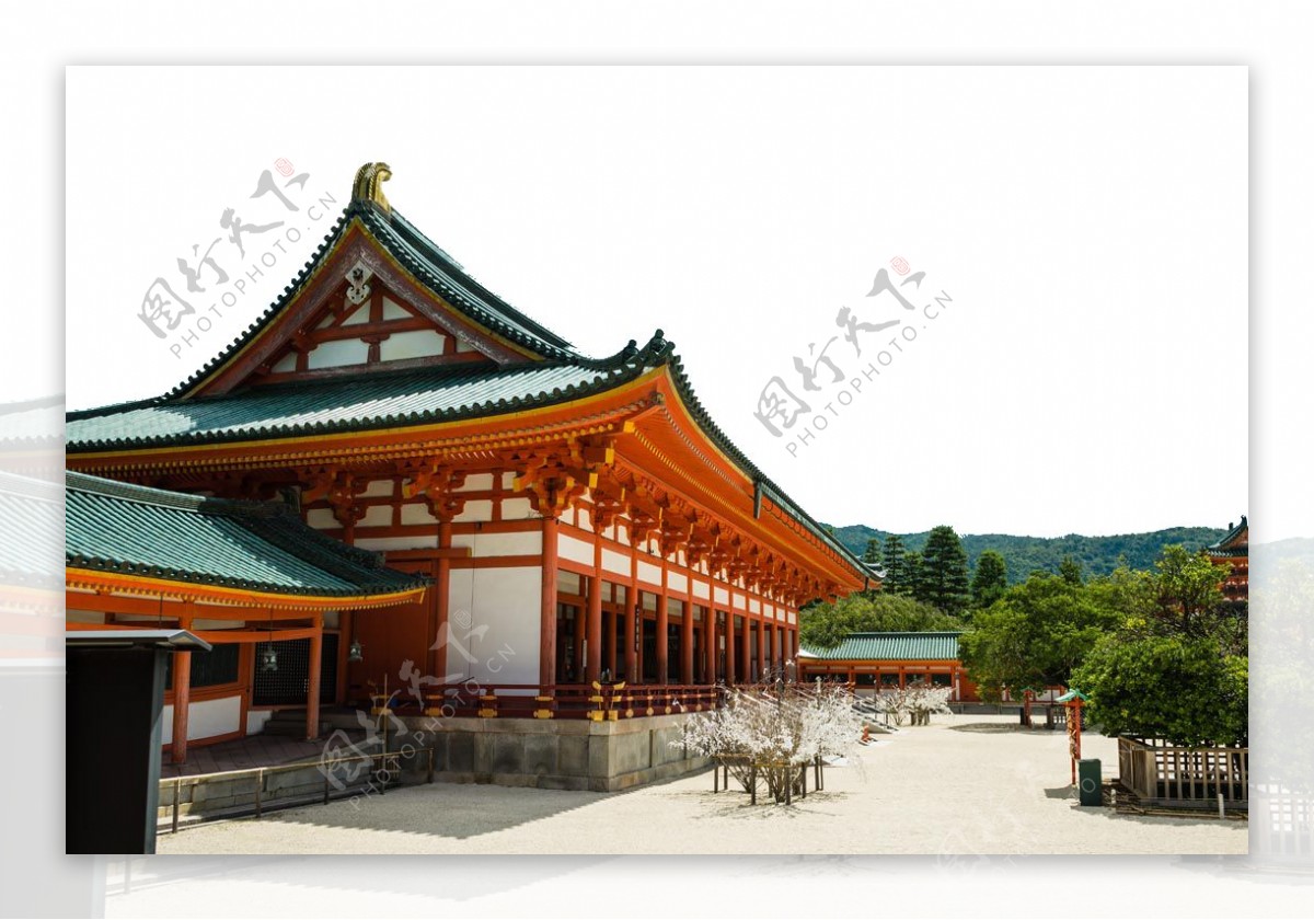 简约浅色屋顶日本旅游装饰元素