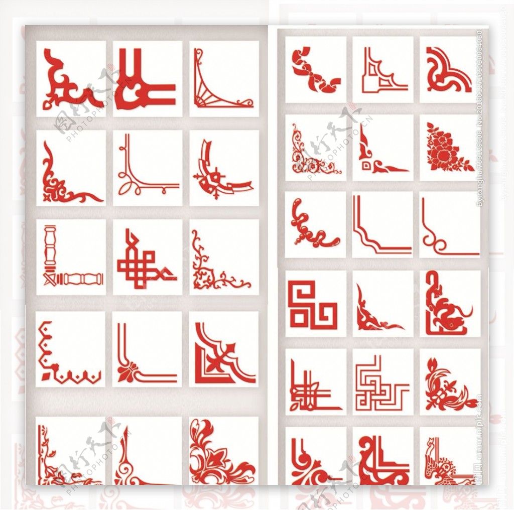 中式欧式花纹边框中国风边角装饰