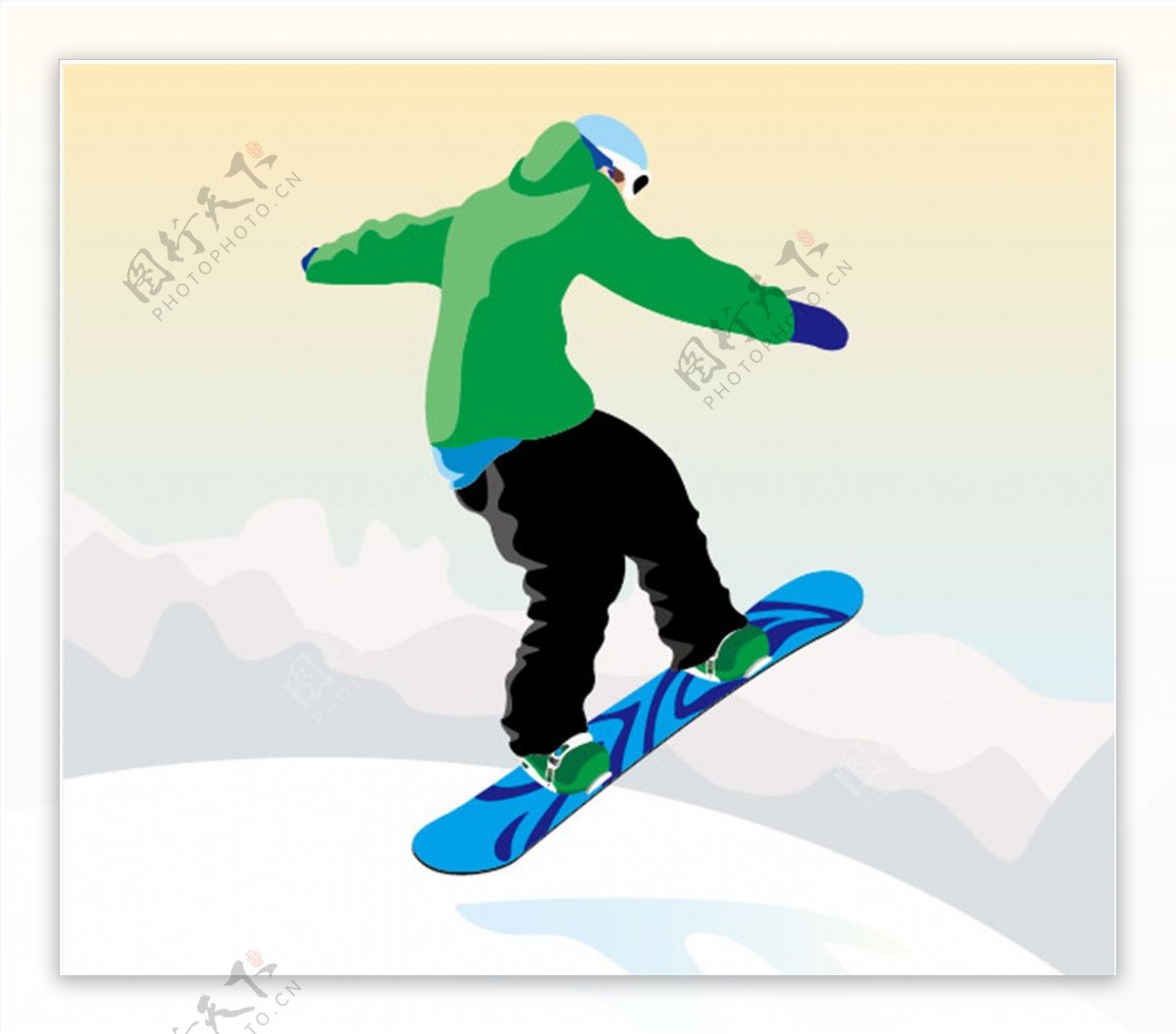 冬季滑板插画