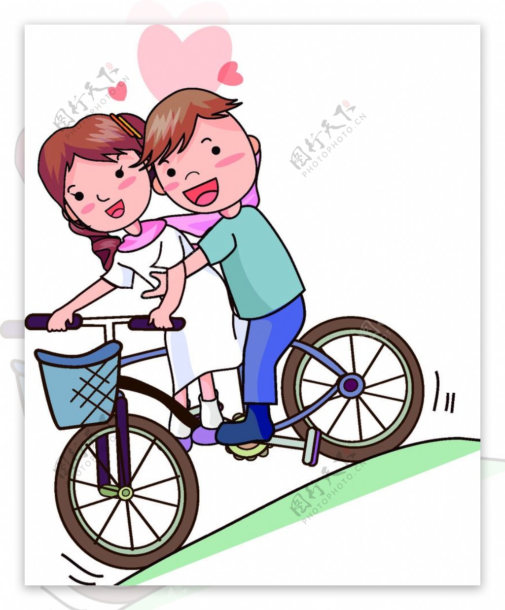 单车情侣卡通
