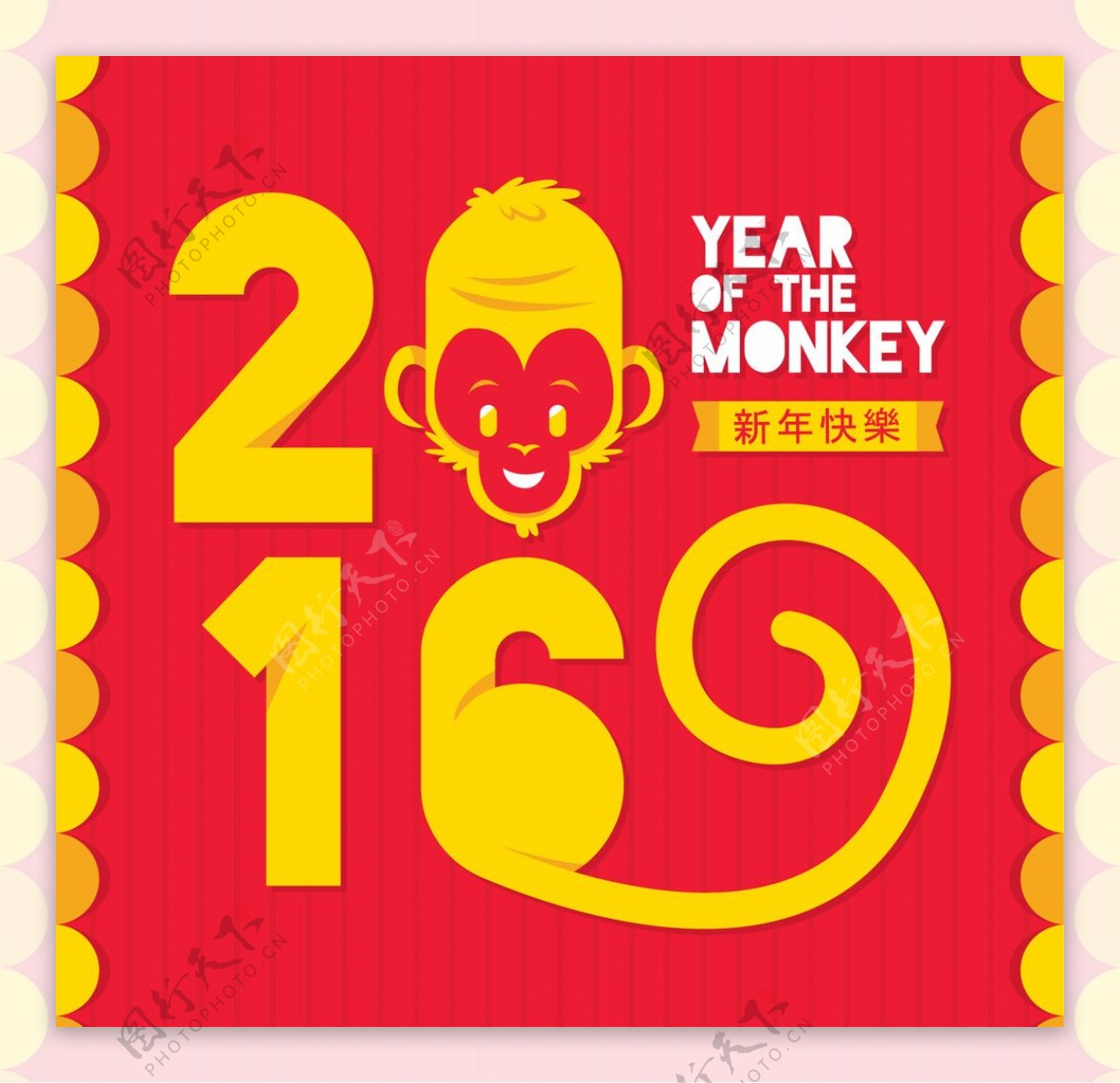 红色新年猴子背景