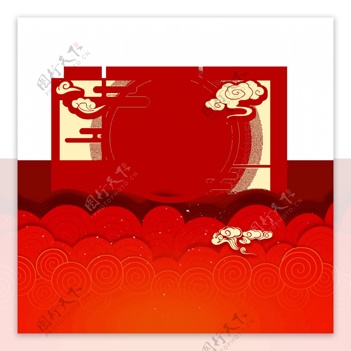 红色祥云云梯月亮春节素材图片png元素