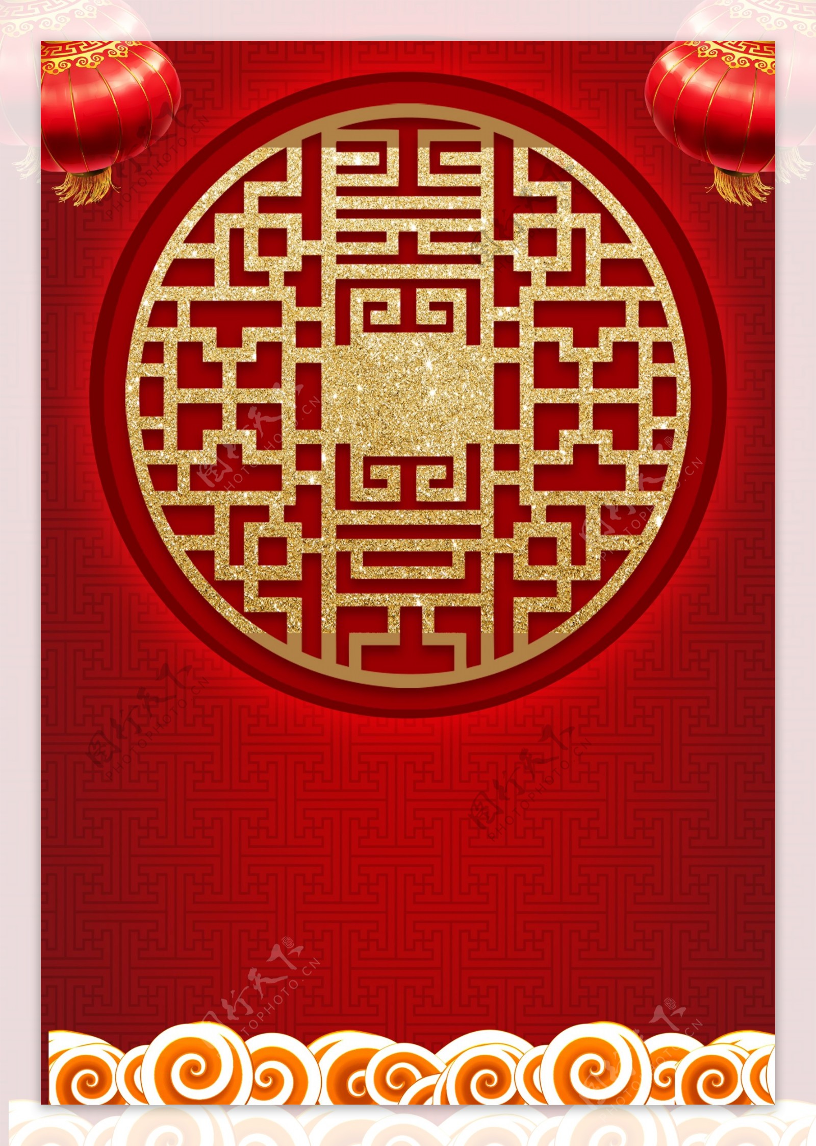 一组传统喜庆红色新春海报背景图