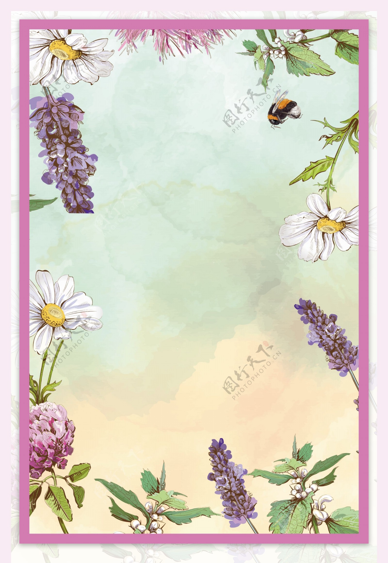 紫色花朵春季促销海报背景设计
