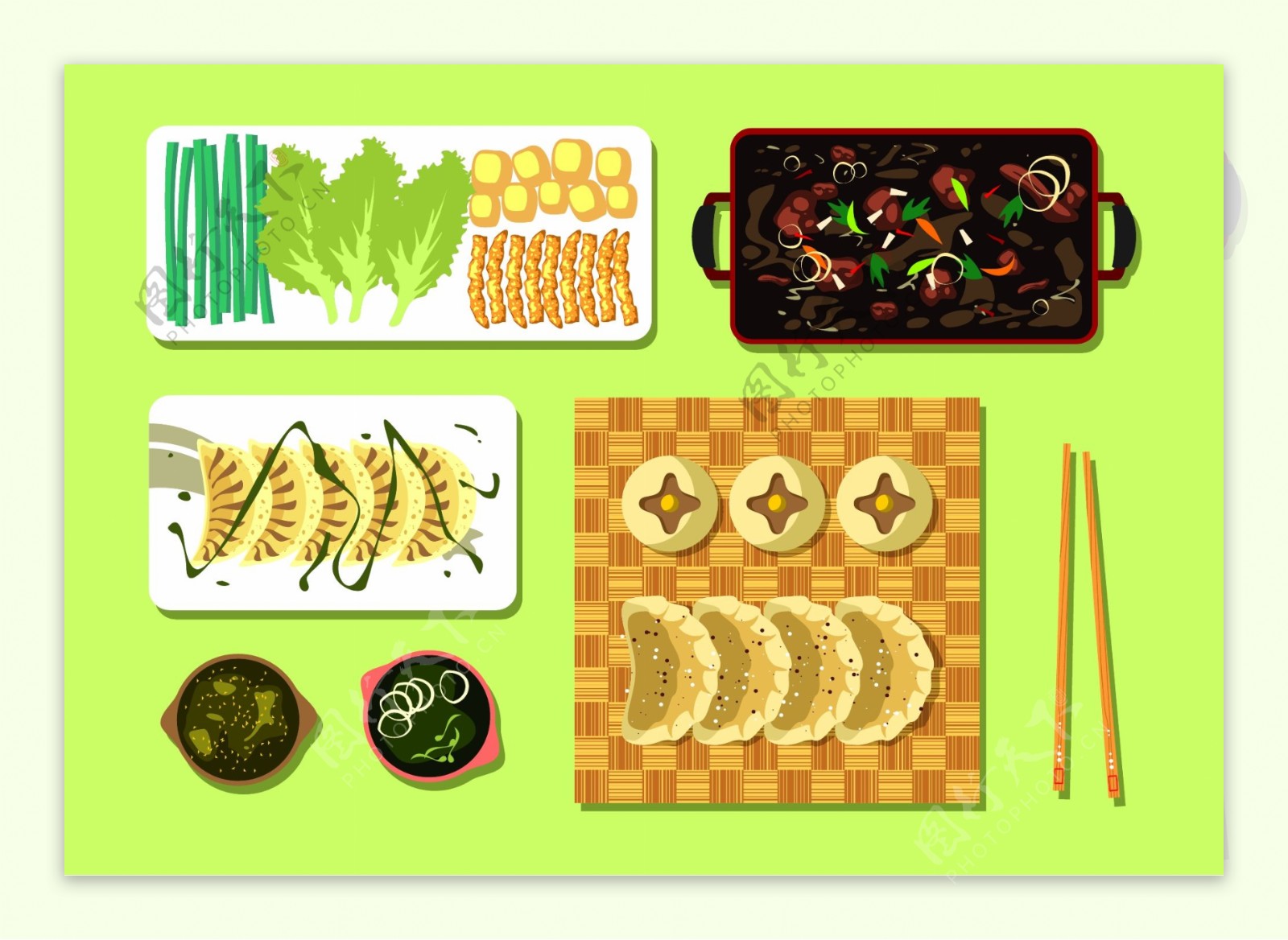 中国传统饺子插画