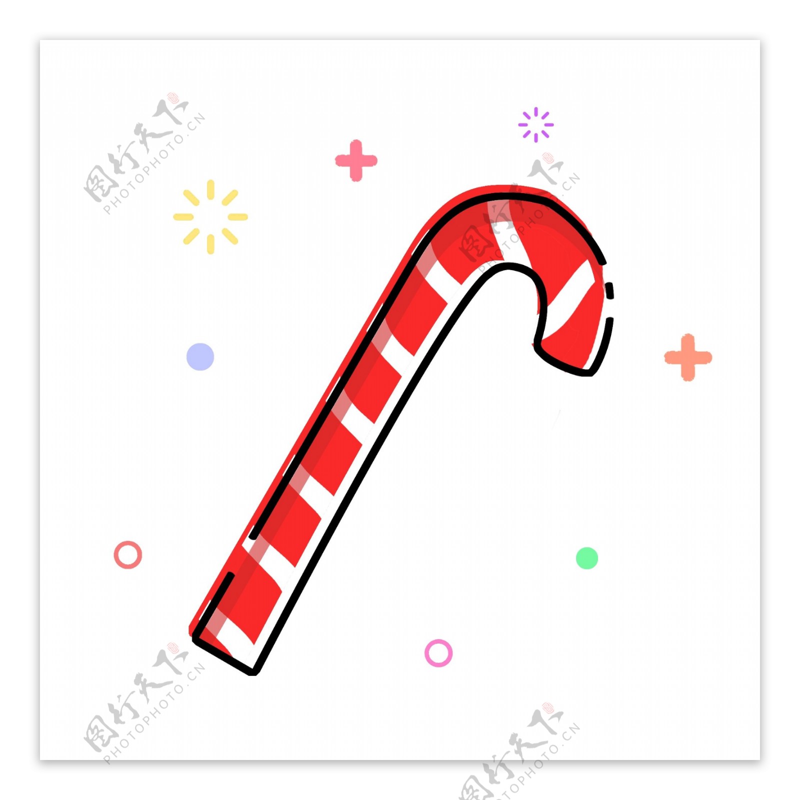 圣诞节MEB可爱极简扁平化风格拐杖糖