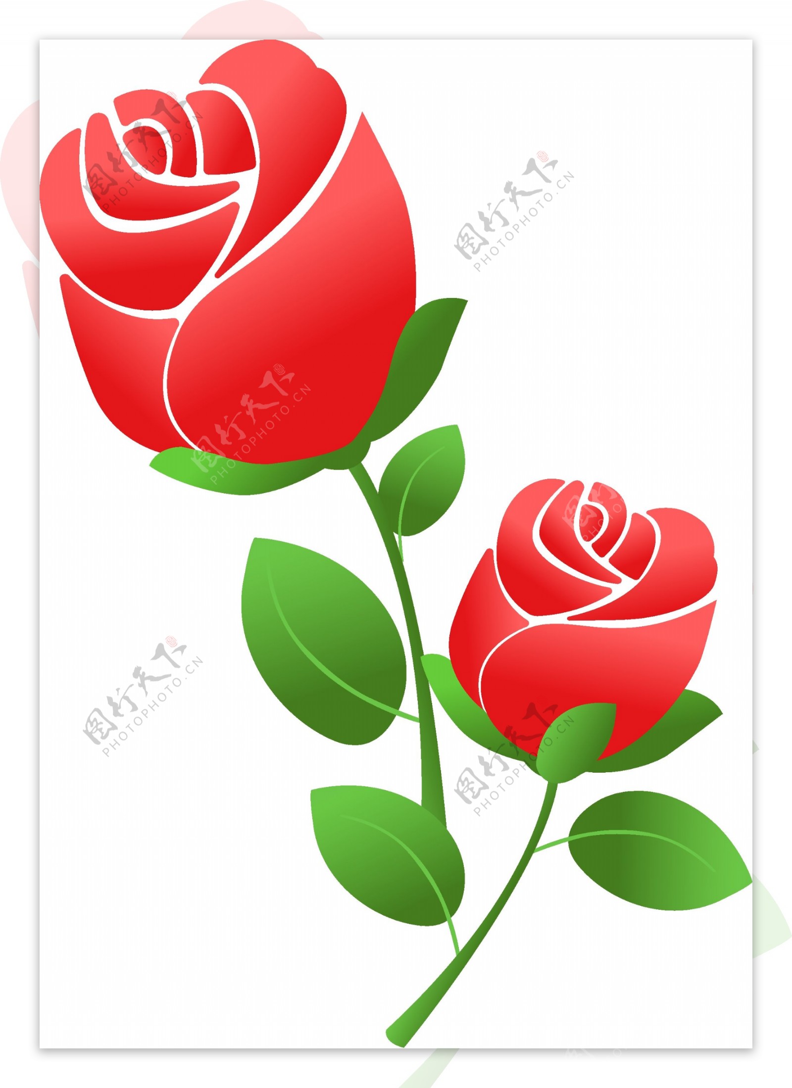 玫瑰花花瓣植物红色渐变手绘矢量可商用元素