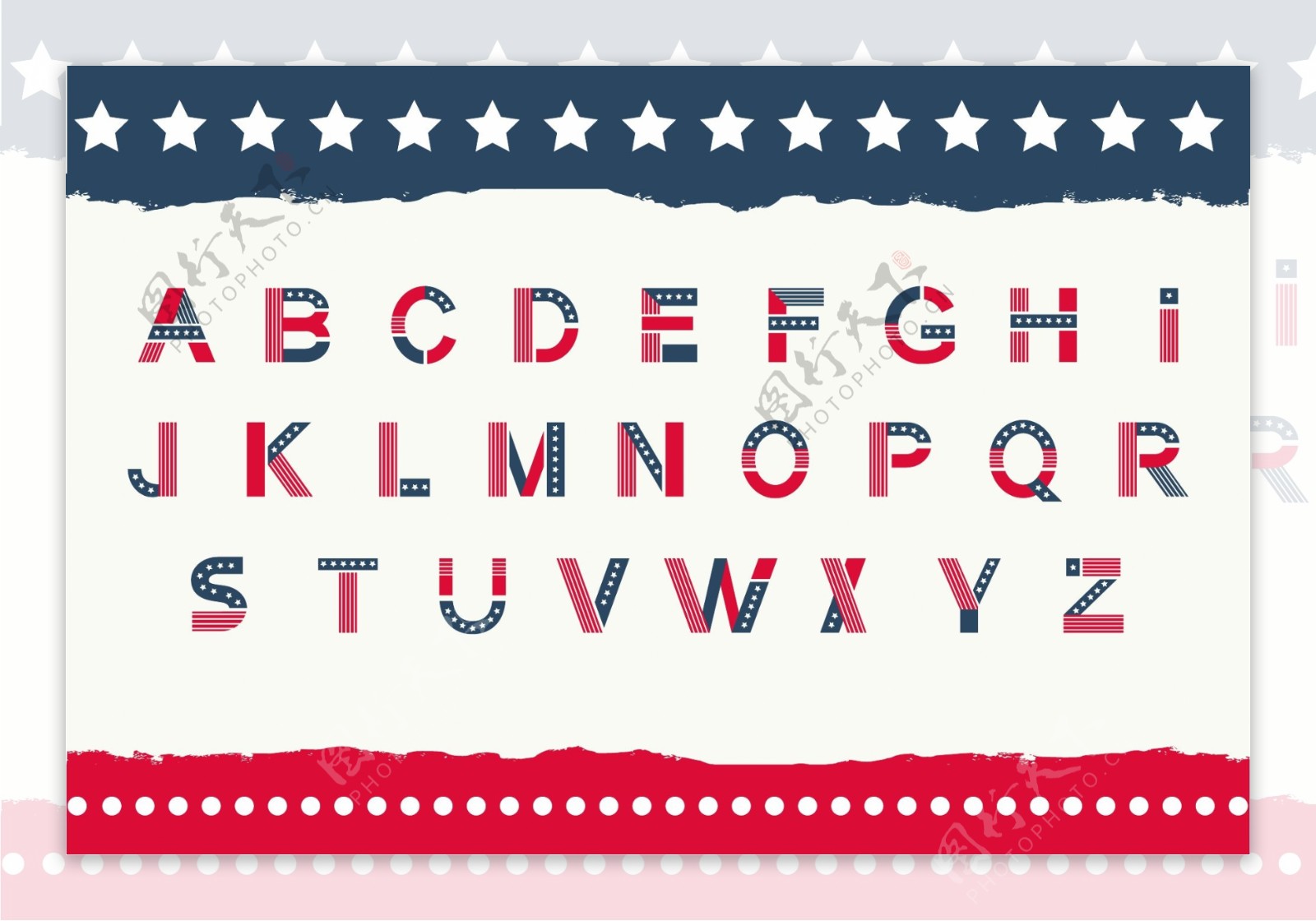 美国星条旗英文字体设计