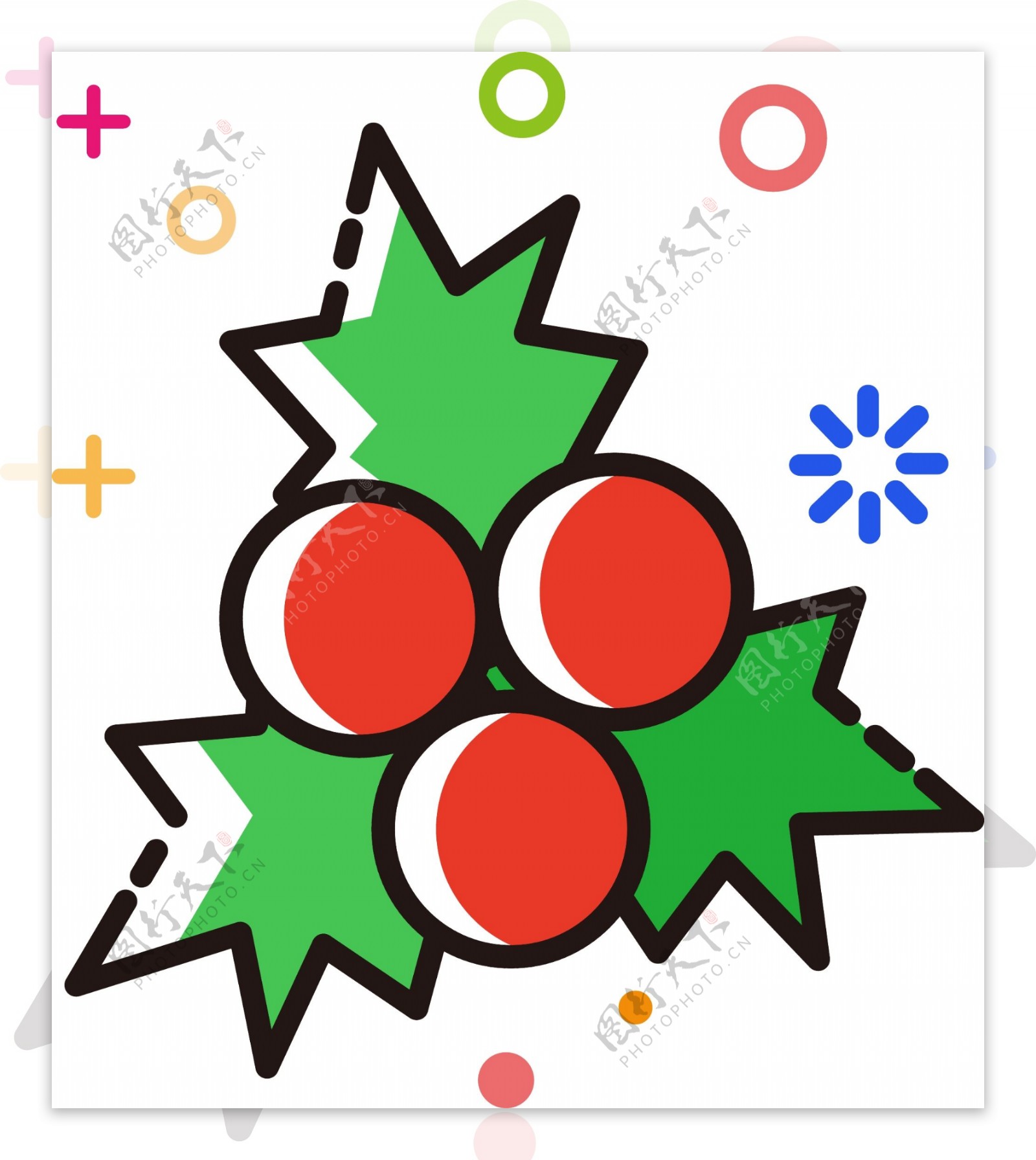 MBE图标风格圣诞节元素圣诞装饰矢量素材