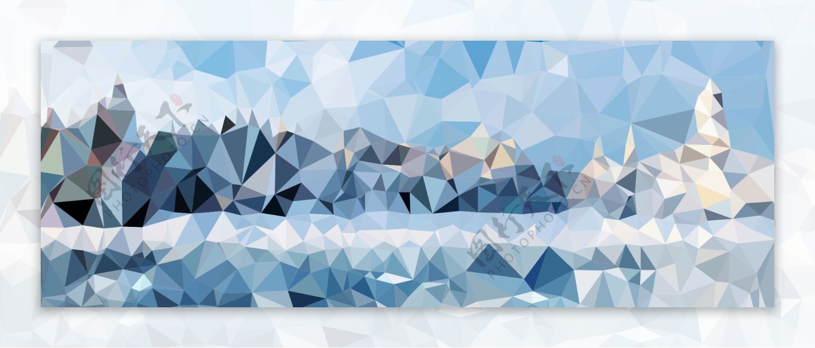 冰雪世界渐变三角形多边形背景展板设计