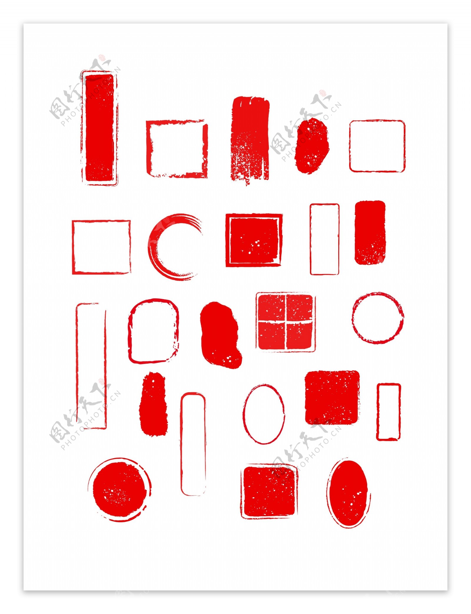 中式中国风古典印章边框红色矢量元素
