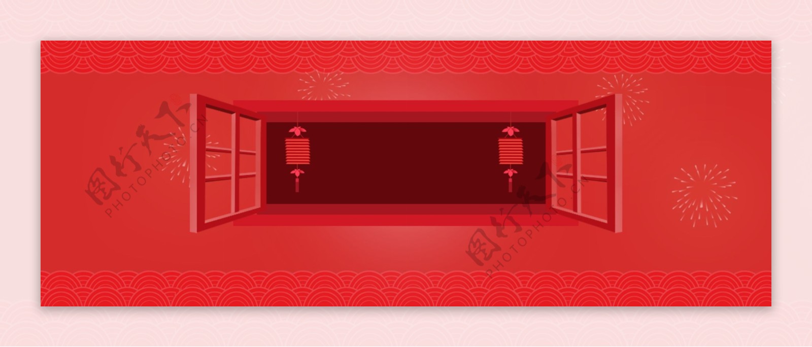 纯手绘中国风红色系喜庆背景素材