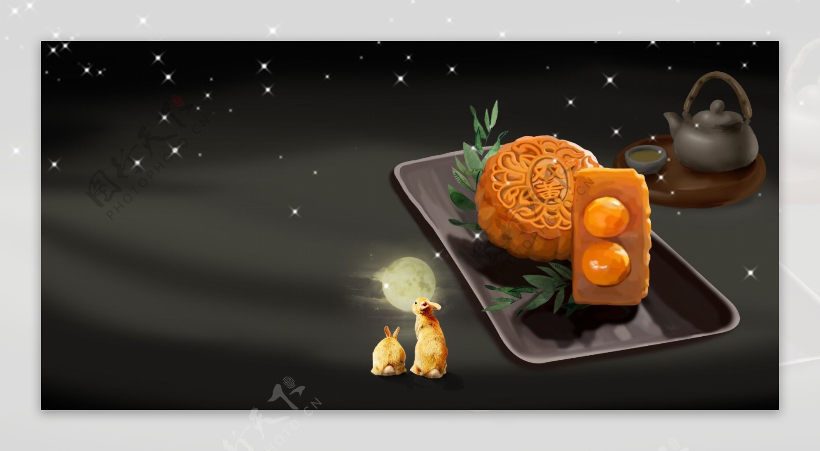 创意中秋节月饼背景
