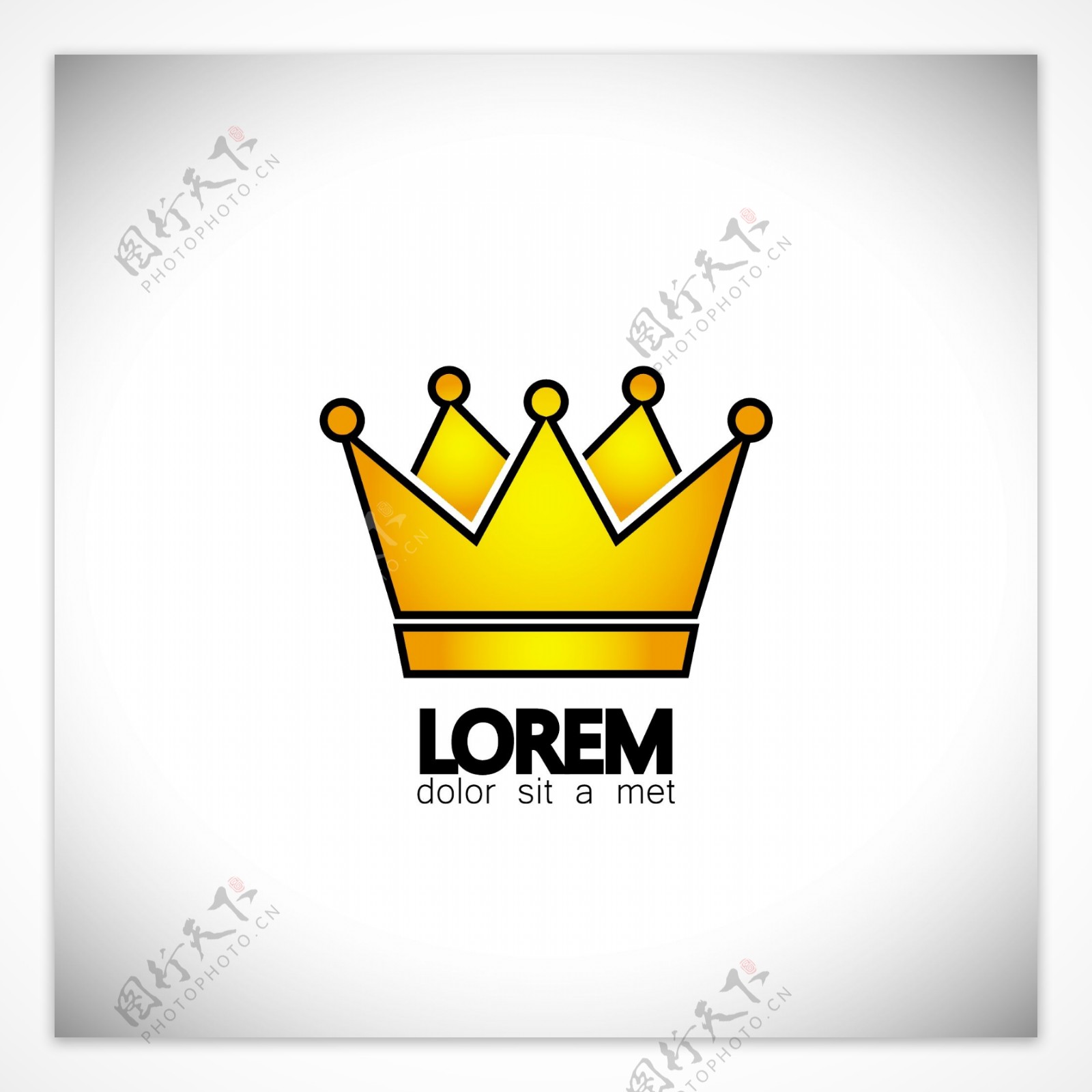 lorem金色抽象皇冠logo模板