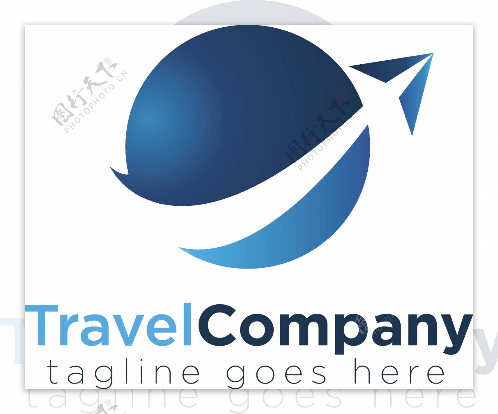蓝色圆抽象企业商标logo模板