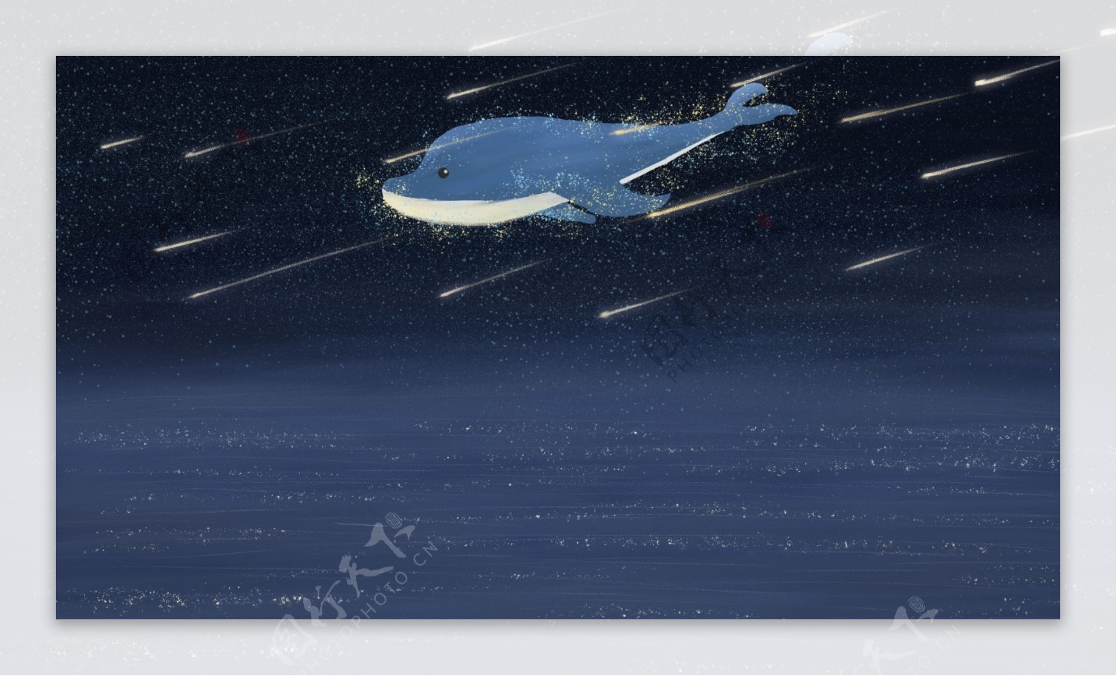 海洋蓝鲸流星雨背景素材