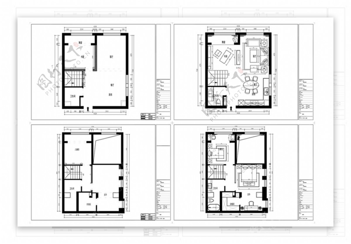 CAD单身公寓户型施工图纸