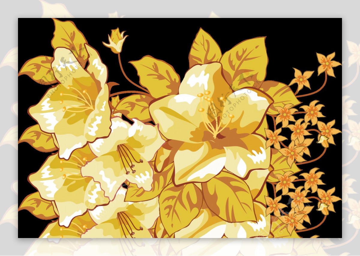 金色花朵png元素