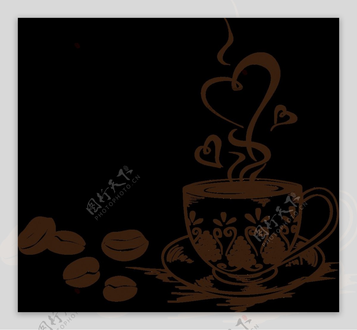 卡通黑色咖啡饮料png元素