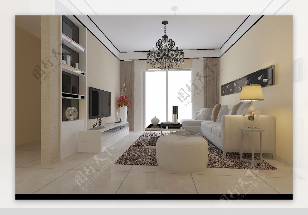 现代风格客厅空间效果图模型温馨