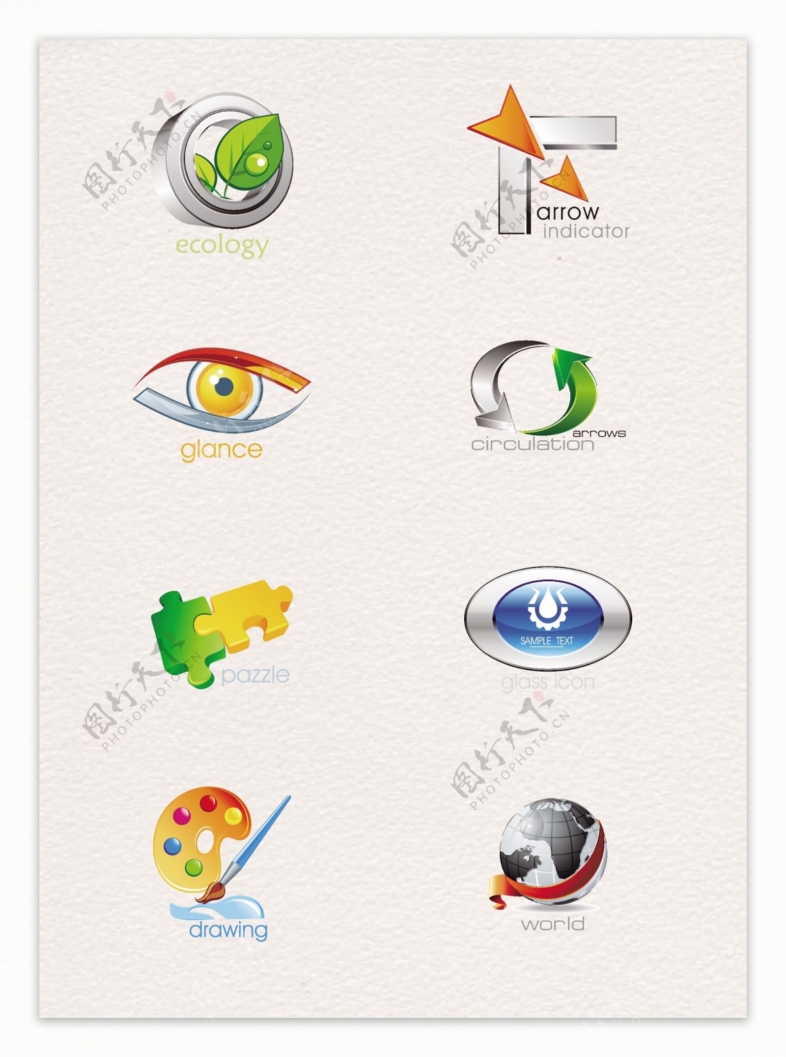 彩色3d标志icon设计