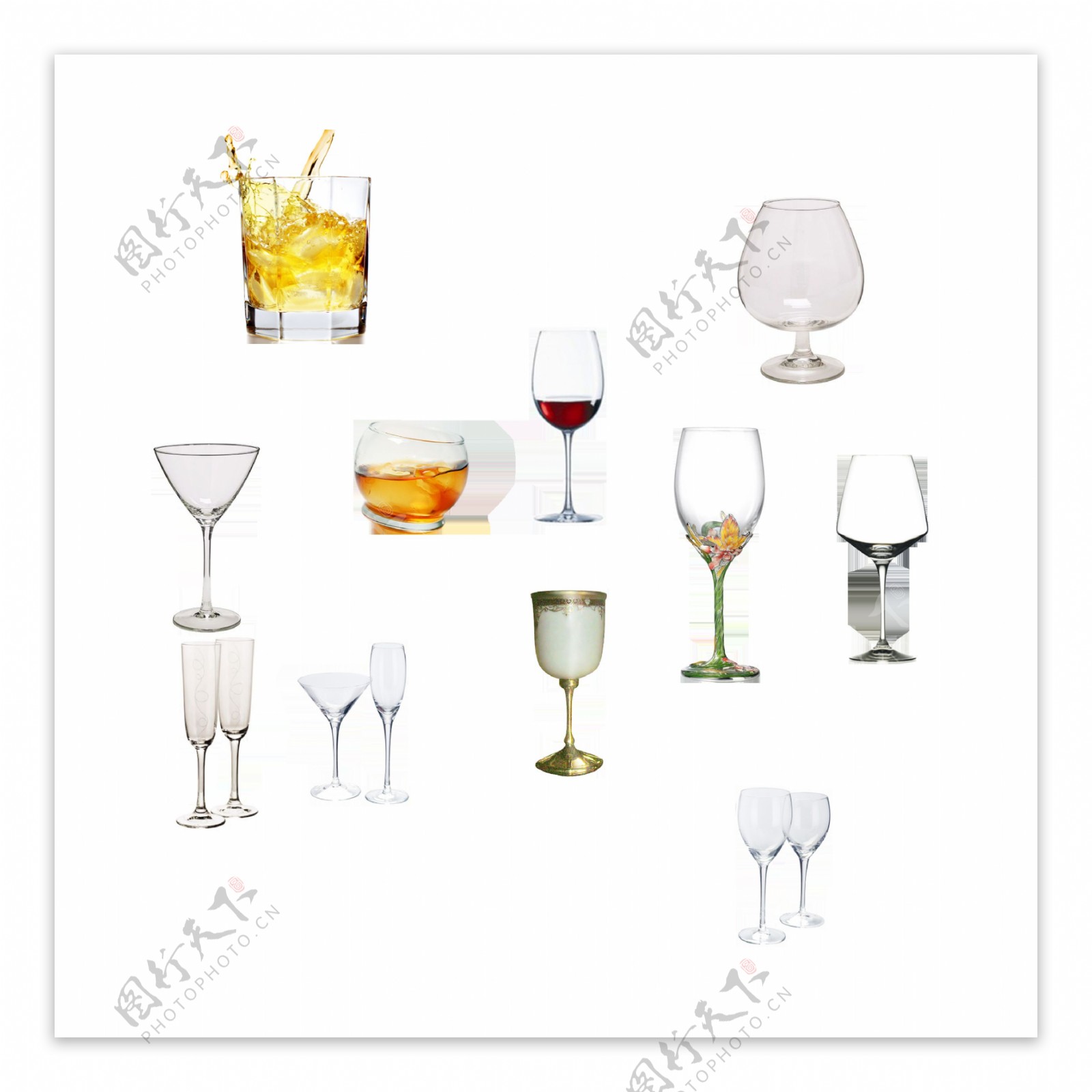 杯子酒杯各种杯子图案设计素材