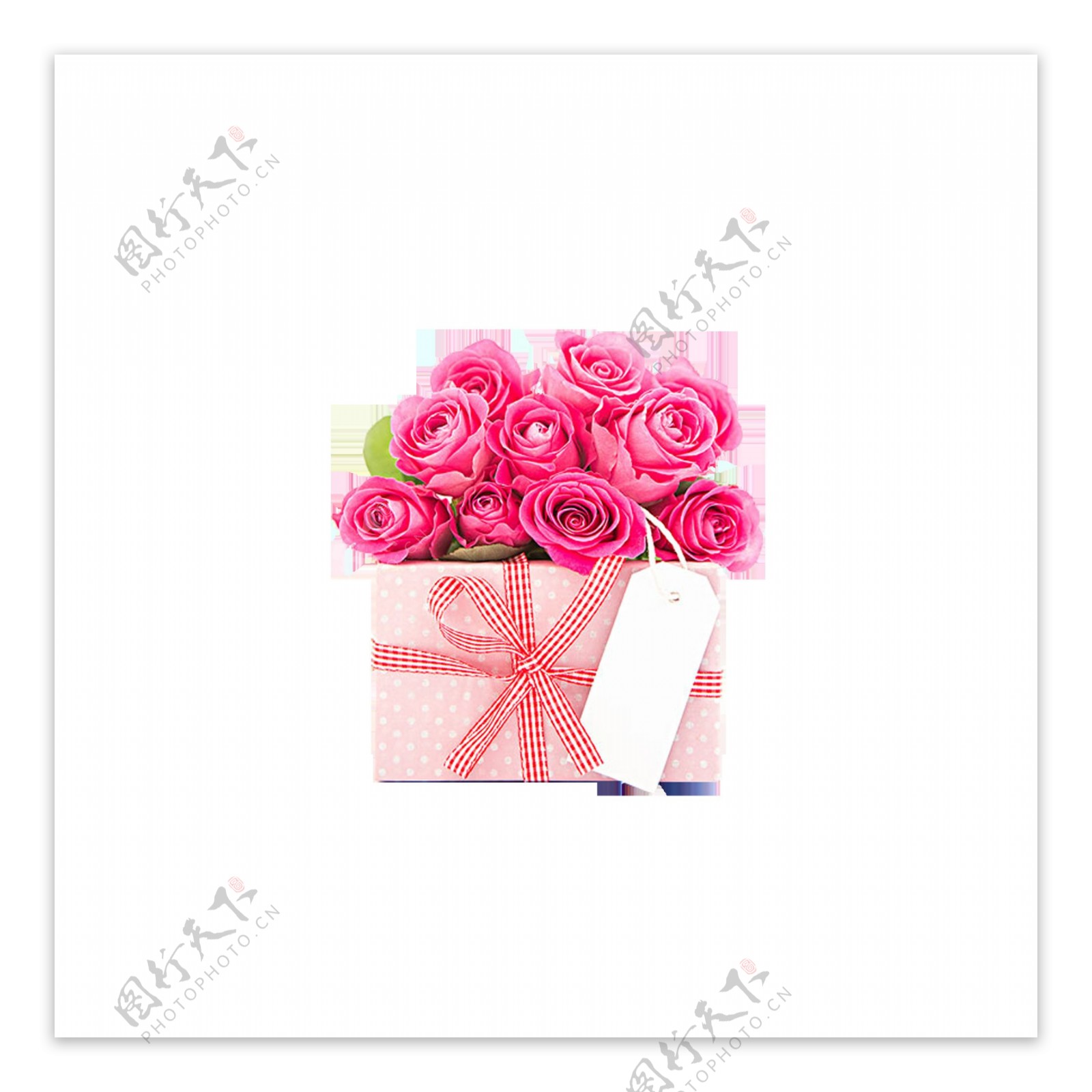 粉色玫瑰花礼物盒装饰素材