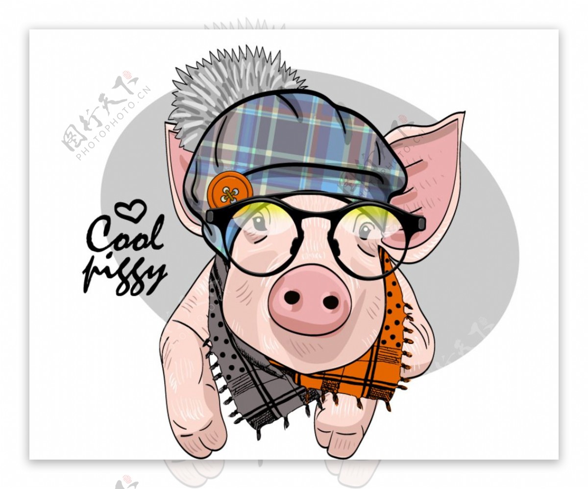 猪妹猪卡通猪时尚猪手绘