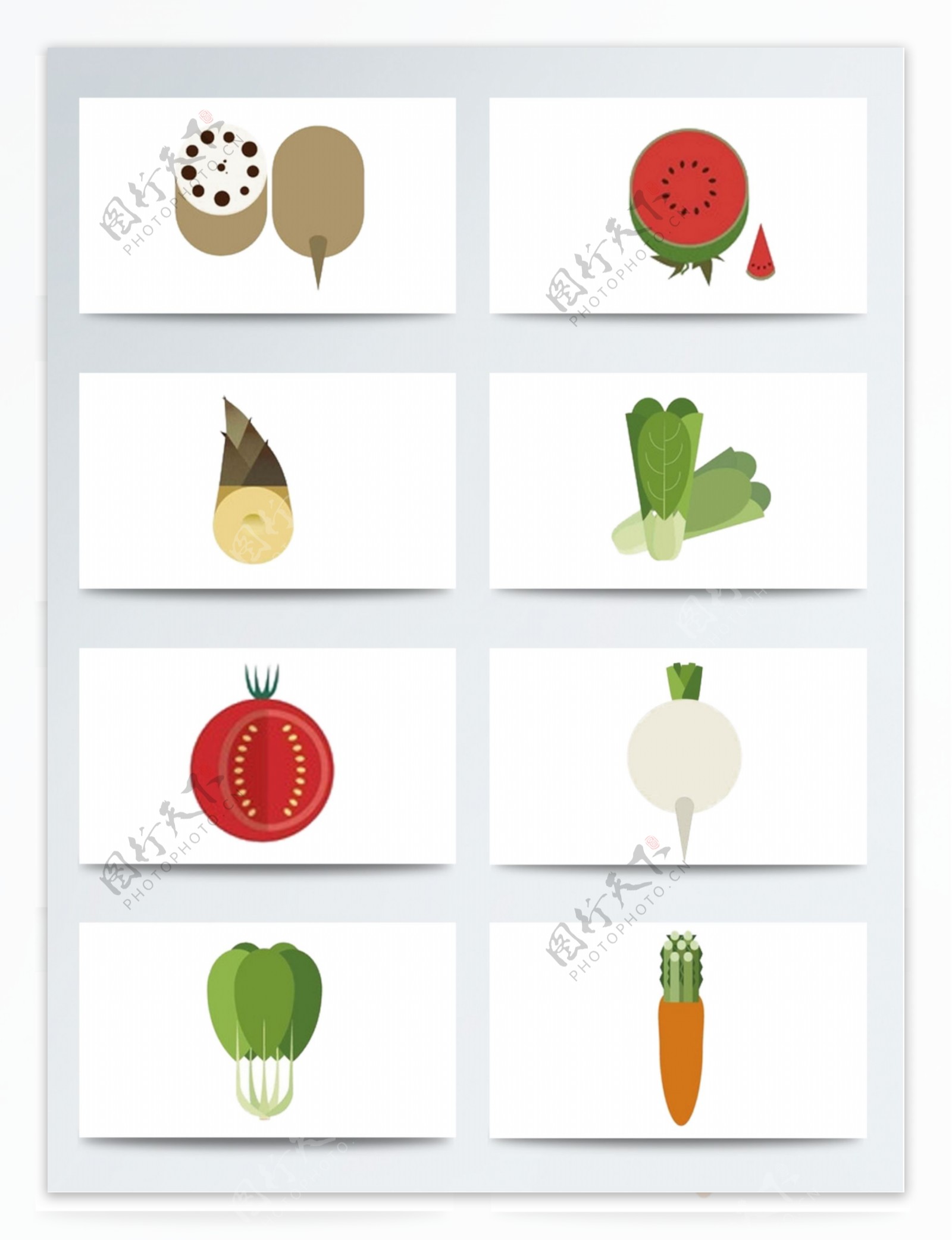 扁平化卡通水果蔬菜素材