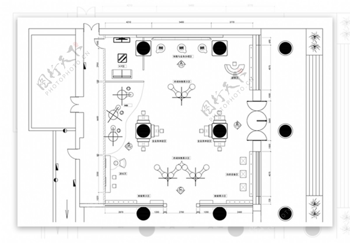 营业厅数字化展厅CAD平面方案规划
