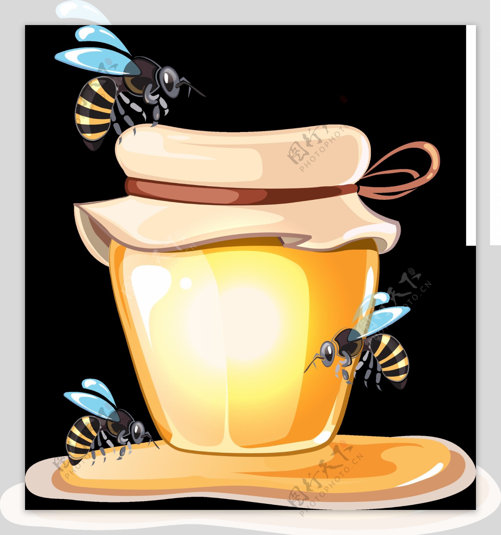 蜜蜂。美味健康的蜂蜜。一个卡通。为你的设计。插画图片素材_ID:310229119-Veer图库