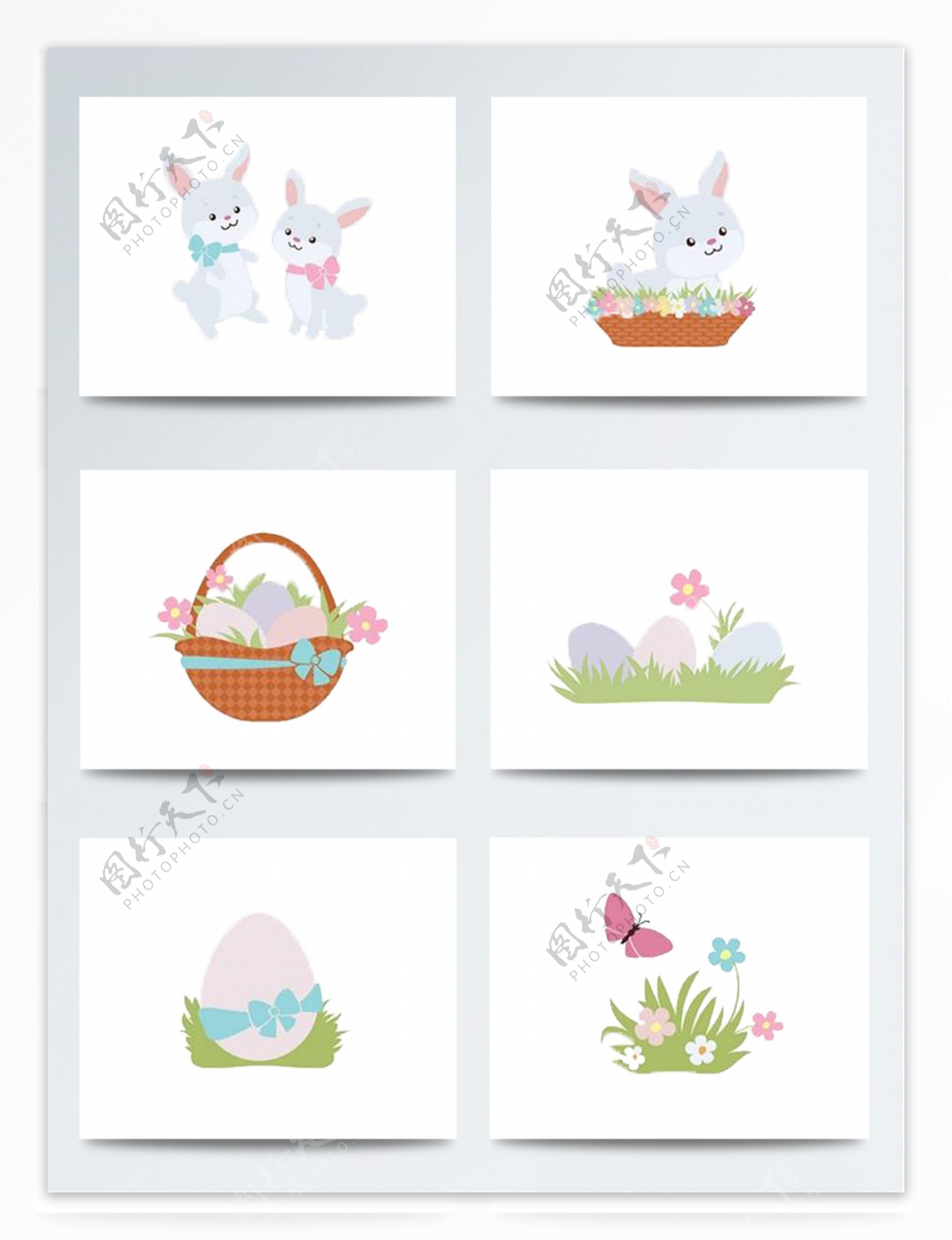 复活节彩蛋加兔子配图设计psd参考模板