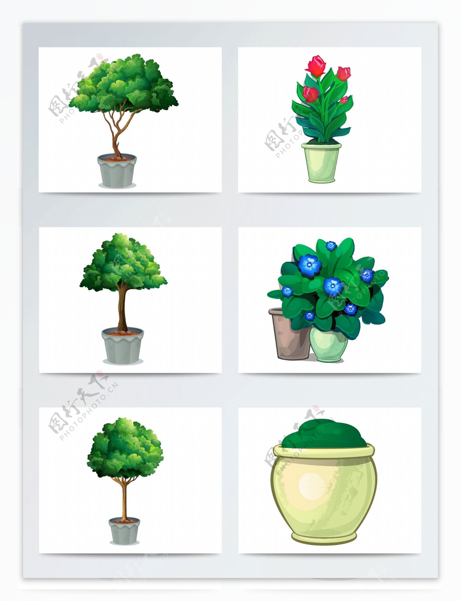 卡通盆栽植物ai素材