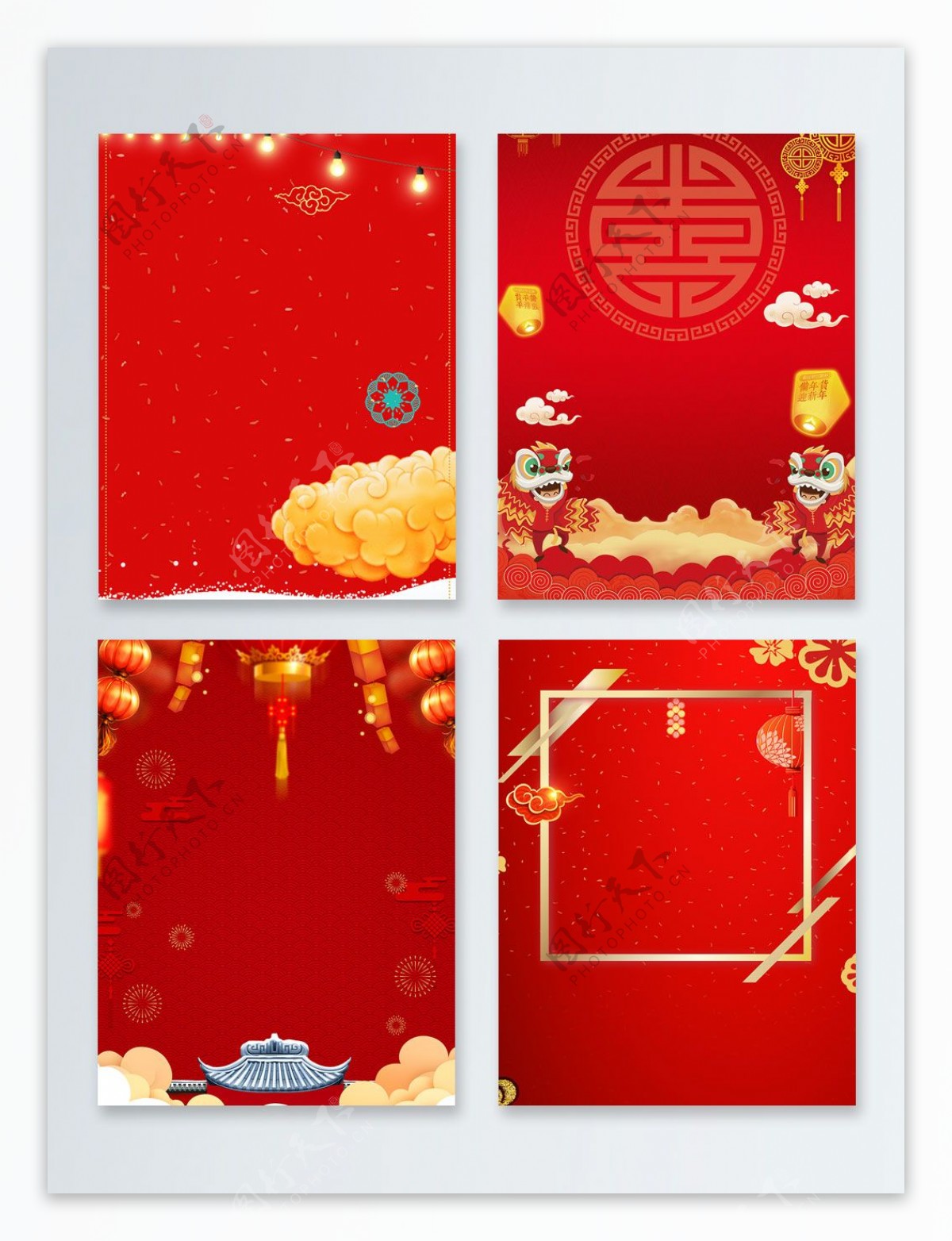 大红灯笼喜庆猪年新年促销广告背景图