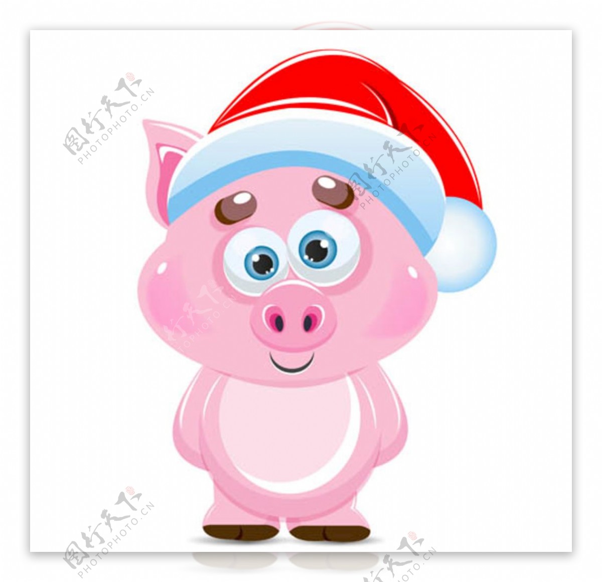 戴圣诞帽的粉红小猪