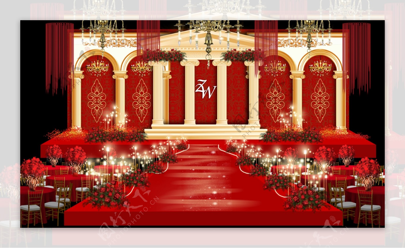 红金色欧式婚礼效果图