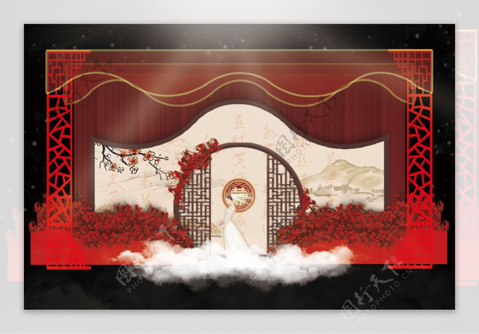 中式红色婚礼效果图