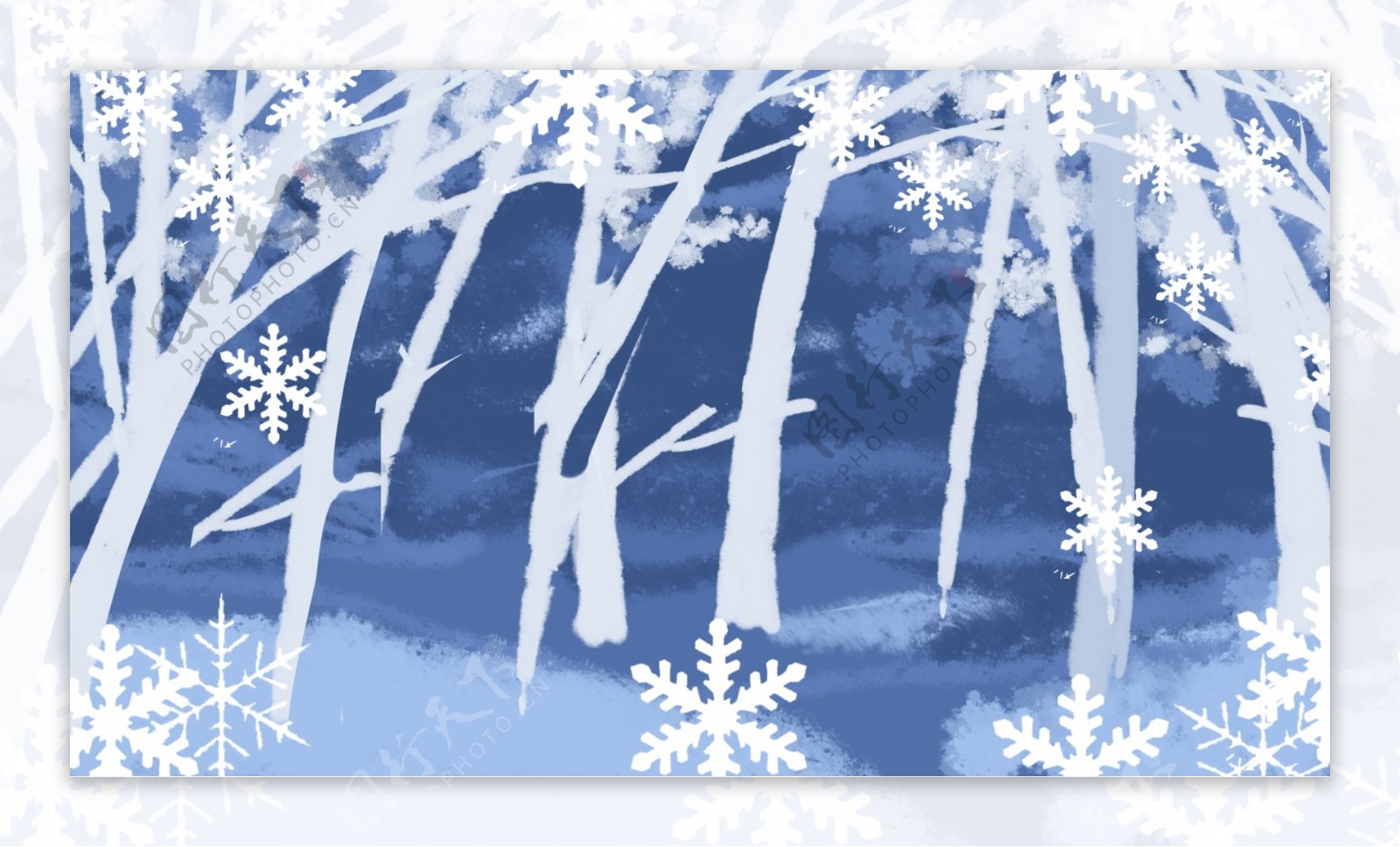 扁平化创意冬季树林子背景设计