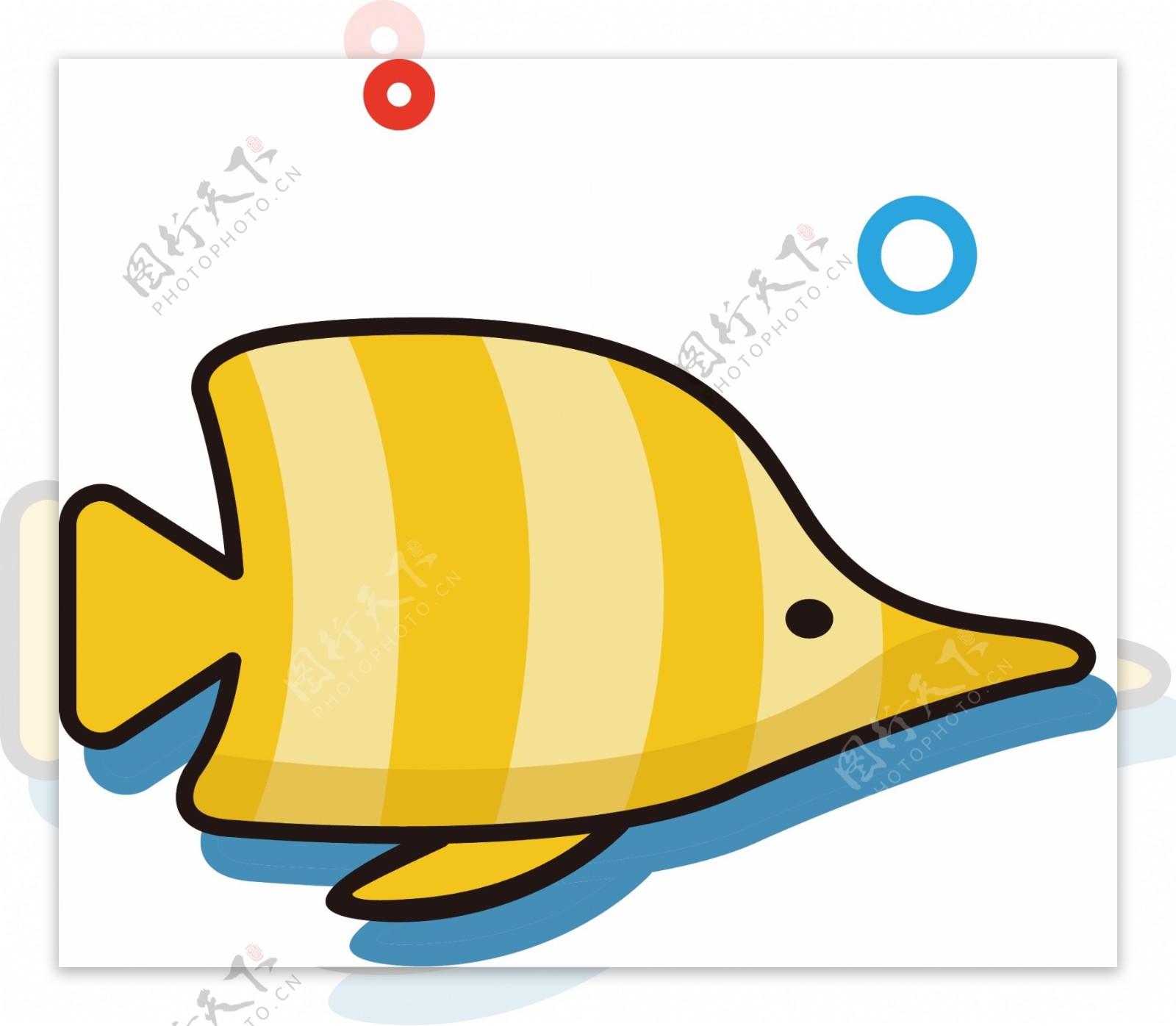 黄色条纹鱼mbe卡通可爱海洋动物元素