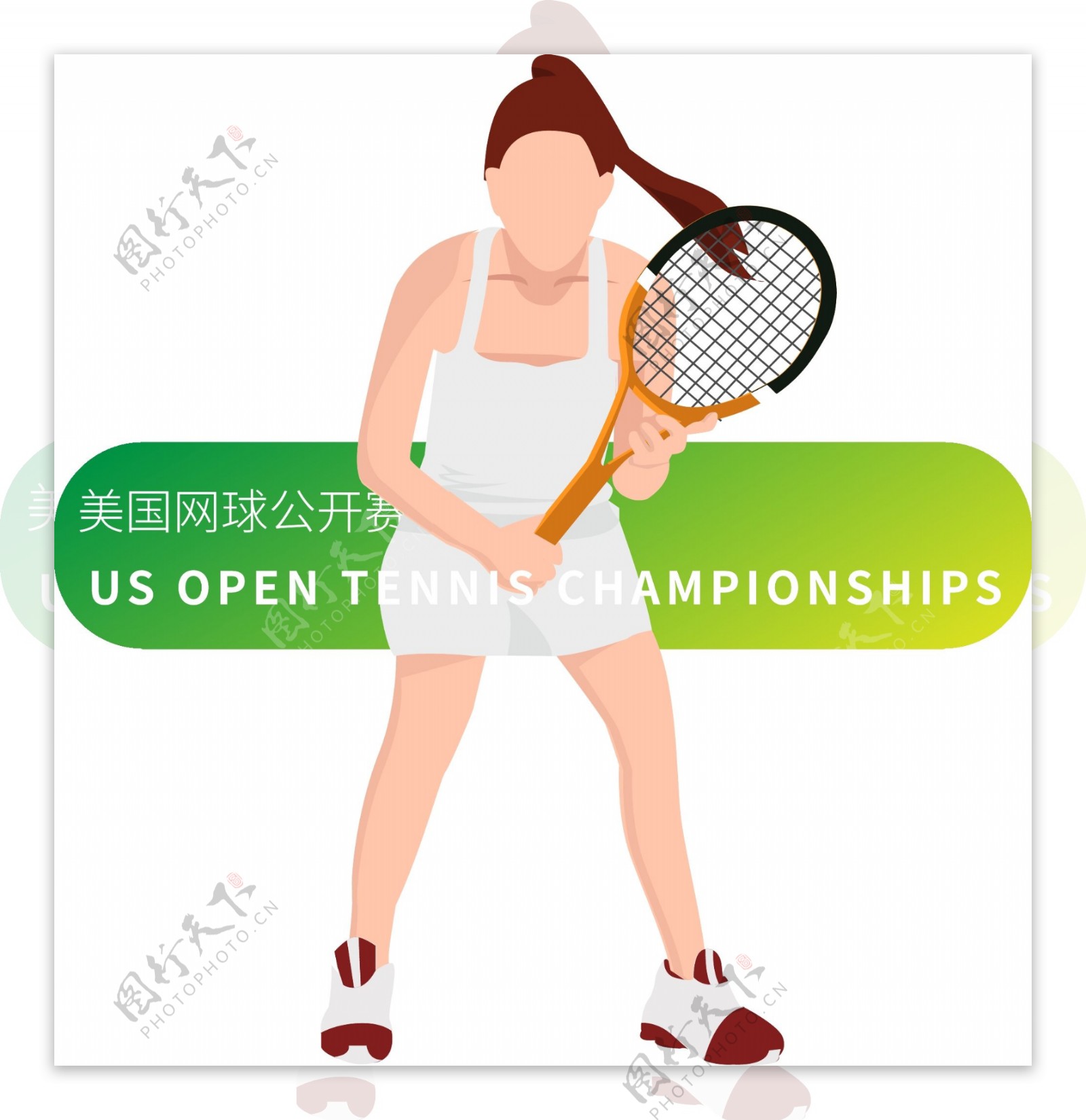 美国网球公开赛网球比赛人物矢量插画08