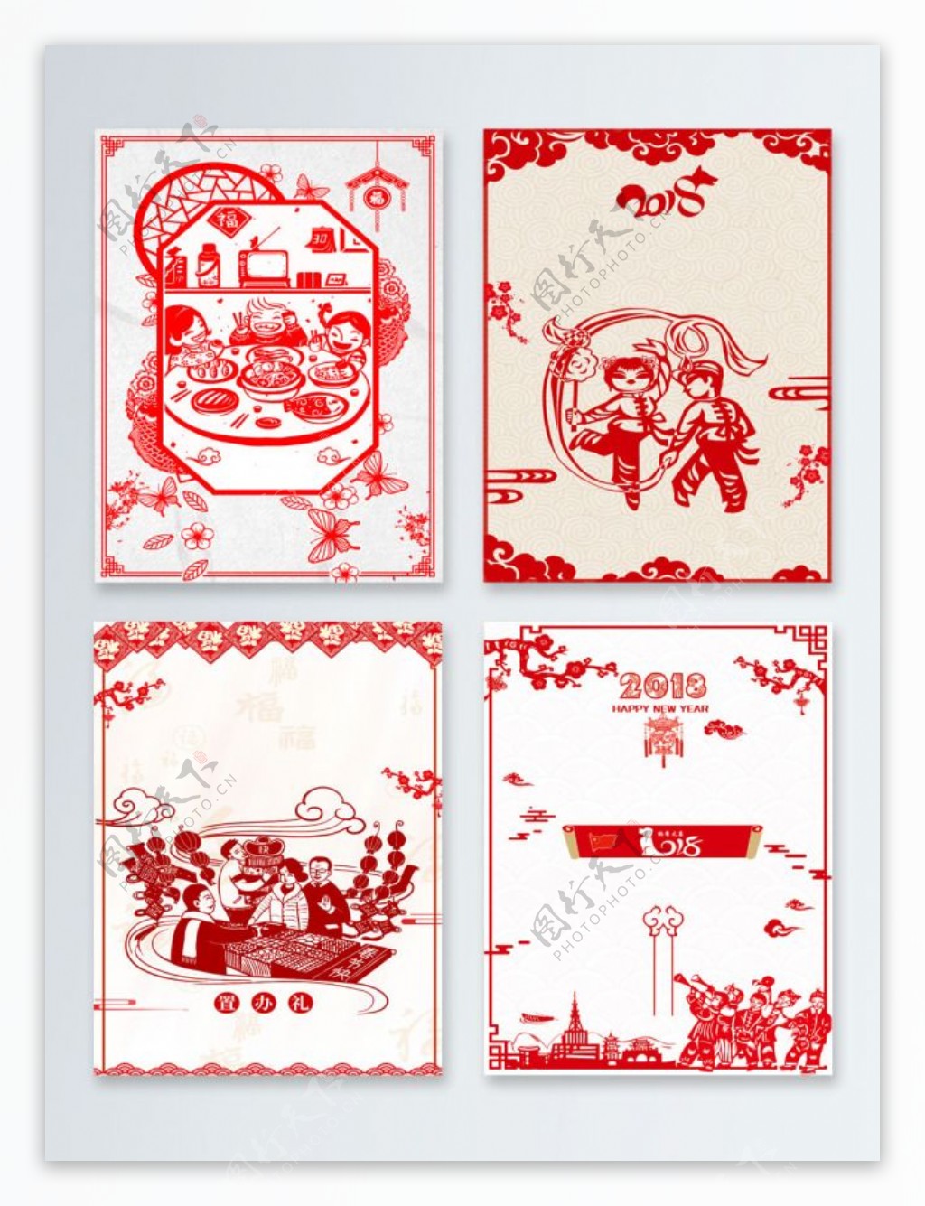 新年春节红色海报背景