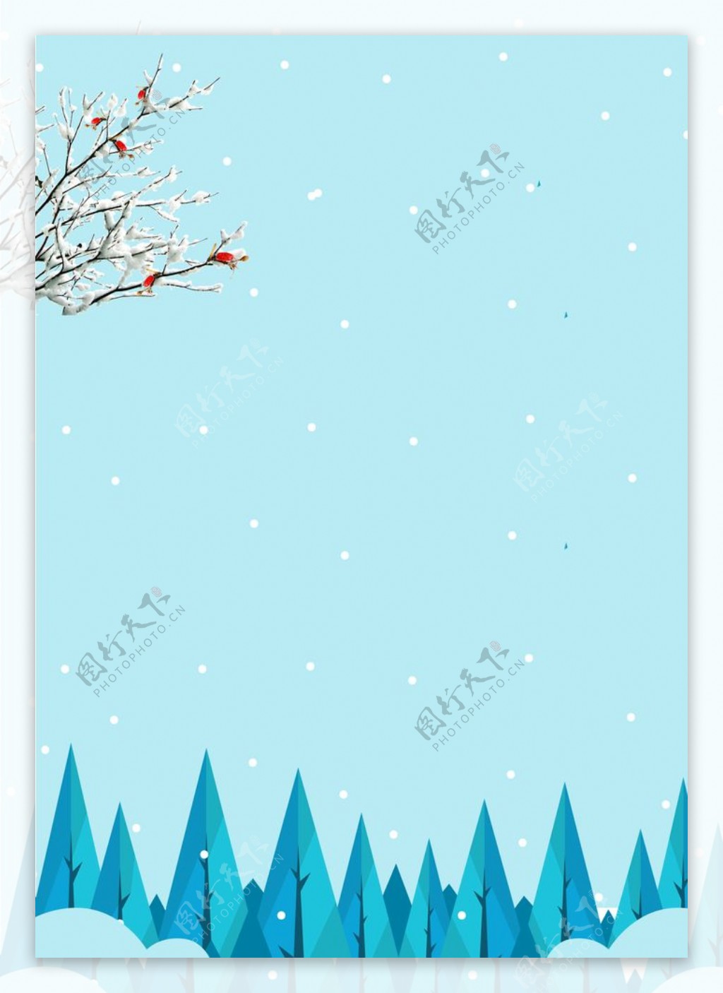 堆雪人卡通蓝色冬季促销广告背景