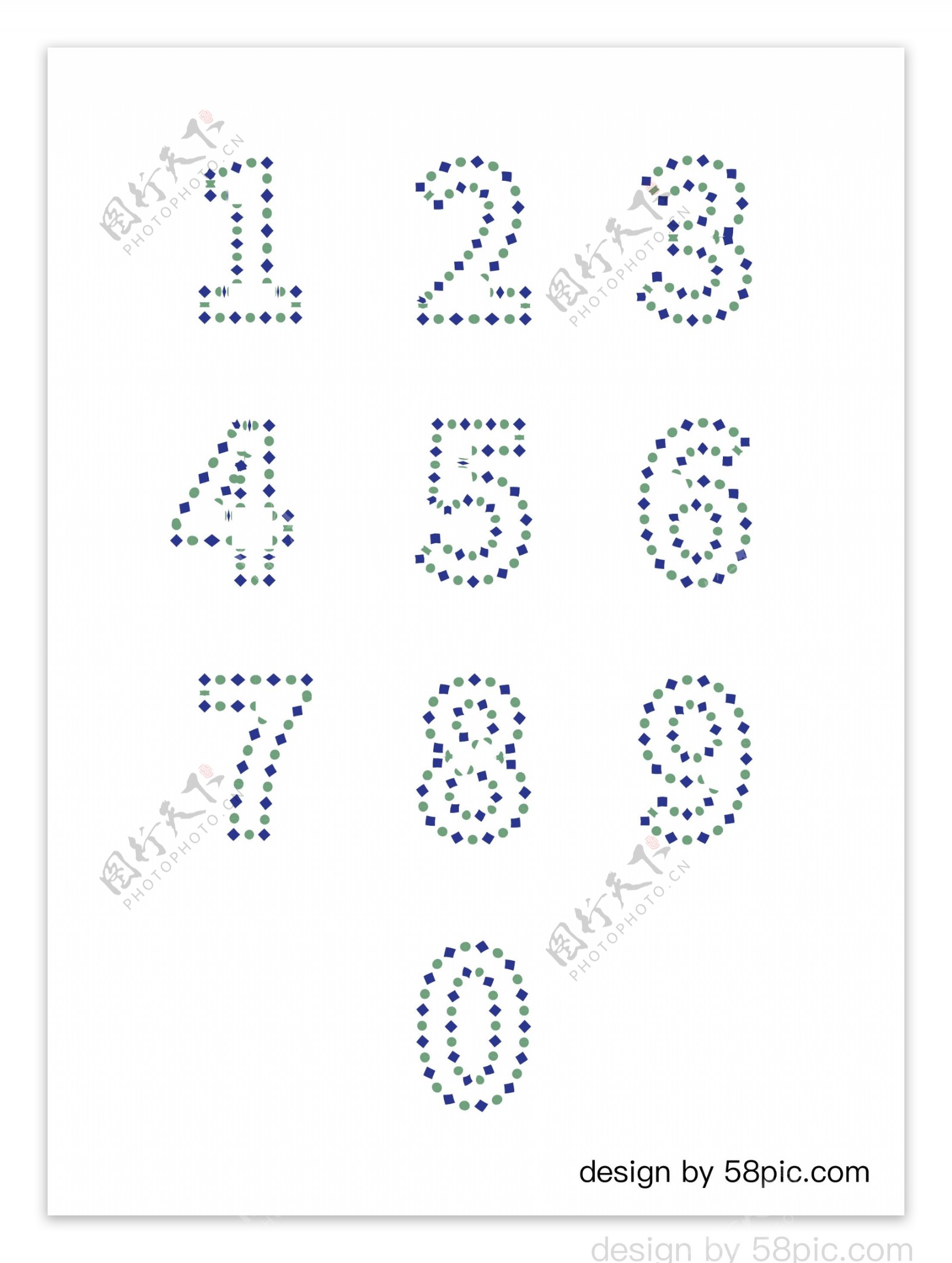 阿拉伯数字09典雅艺术字体