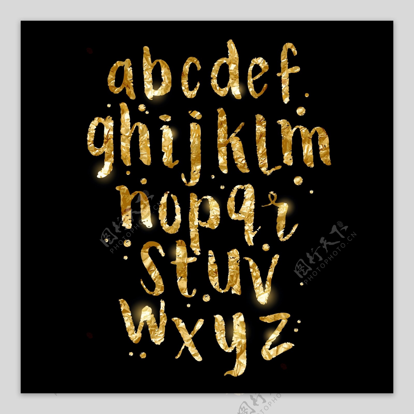 金色艺术英文字母插画