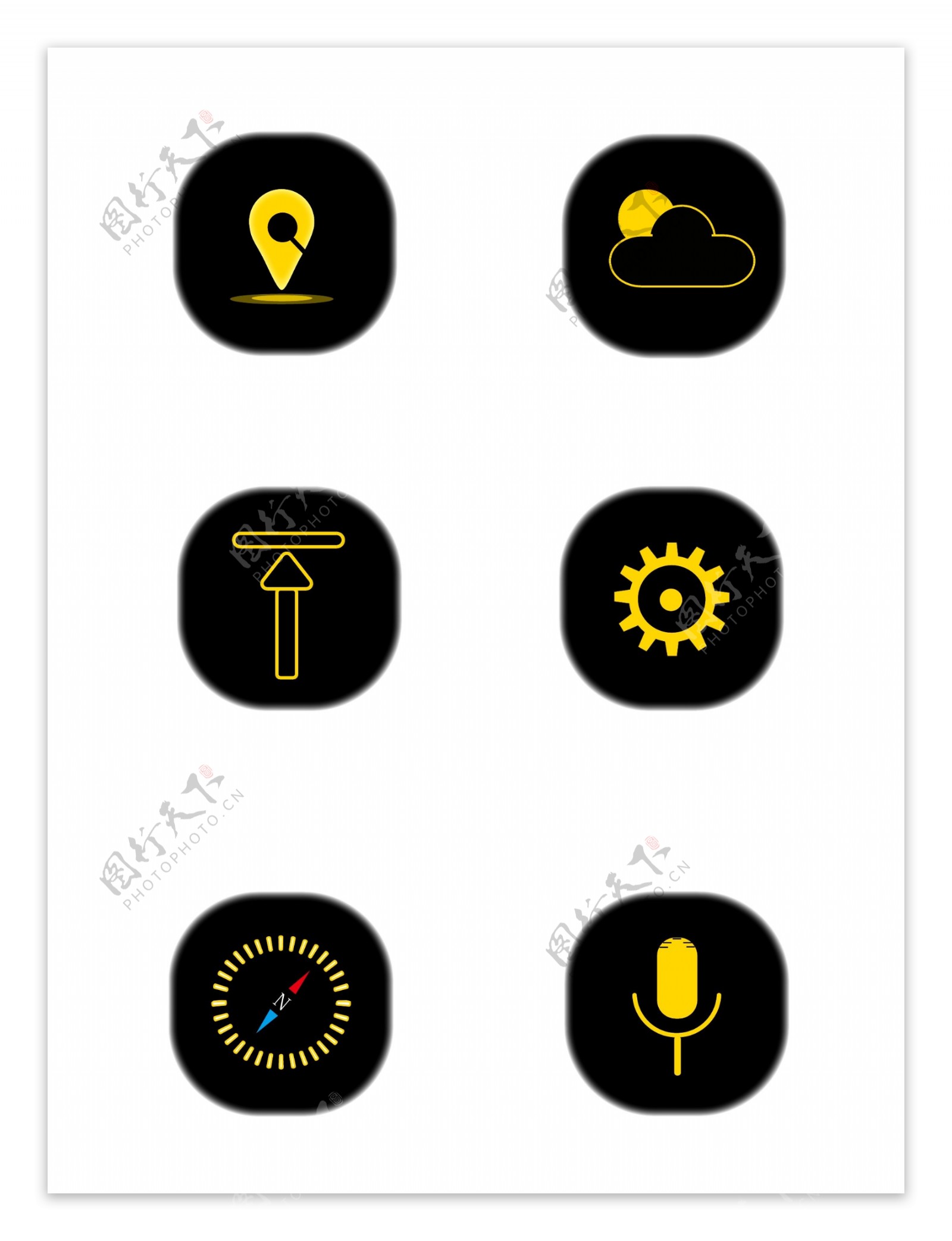 原创手机app简约黑金色大气图标元素