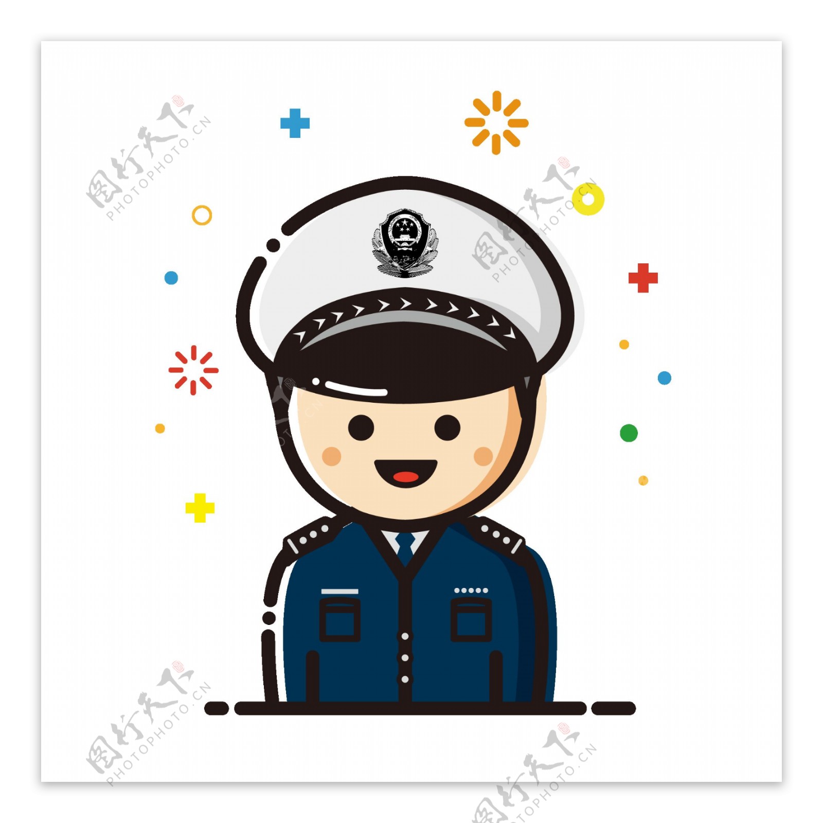公安警察mbe图标矢量卡通可爱可商用元素